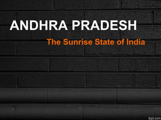 ANDHRA PRADESH
The Sunrise State of India
 