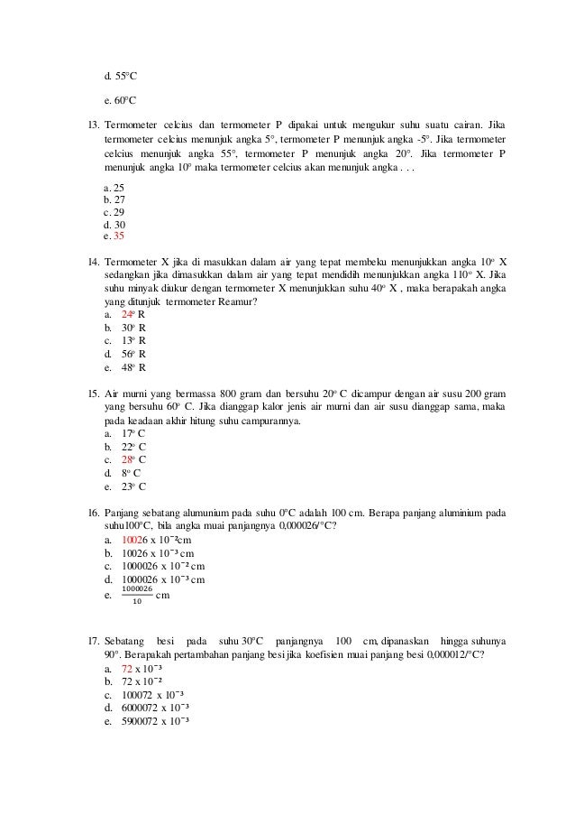 A Latihan Soal Suhu Dan Kalor A Latihan Soal Suhu Dan Kalor