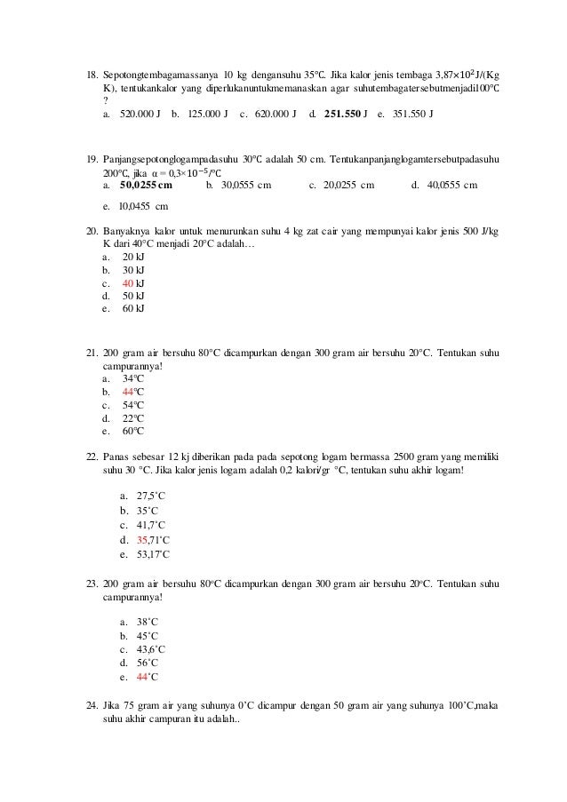 A. latihan soal suhu dan kalor