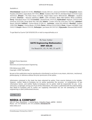 Price 550.00
MRP 400.00
GATE EC BY RK Kanodia
www.gatehelp.com
 