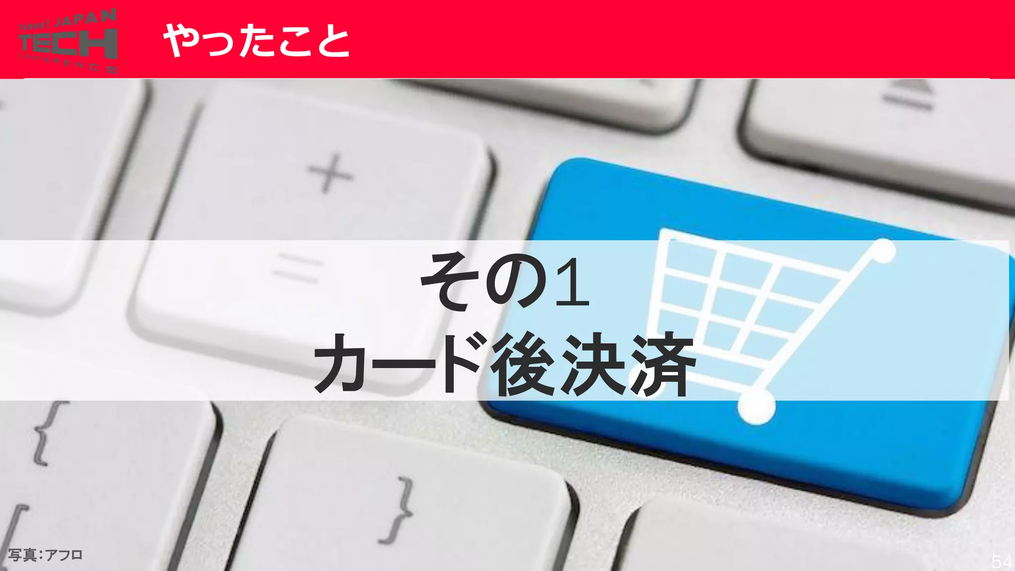 Copyrig ht © 2017 Yahoo Japan Corporation. All Rig hts Reserved.
やったこと
その1
カード後決済
写真：アフロ
54
 