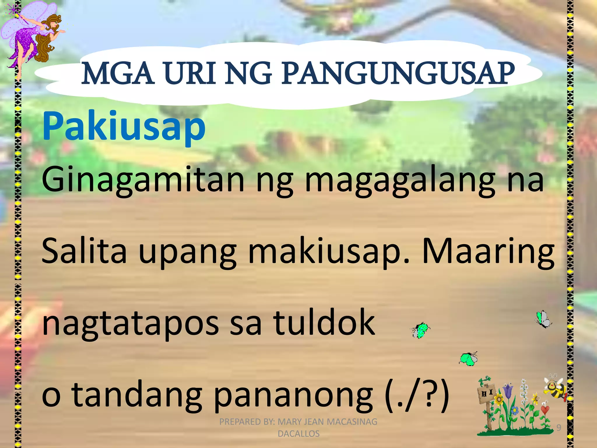 URI NG PANGUNGUSAP AYON SA GAMIT- FILIPINO GRADE 4 | PDF