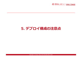 38Copyright © Interop Tokyo 2016 ShowNet NOC Team
5. デプロイ構成の注意点
 