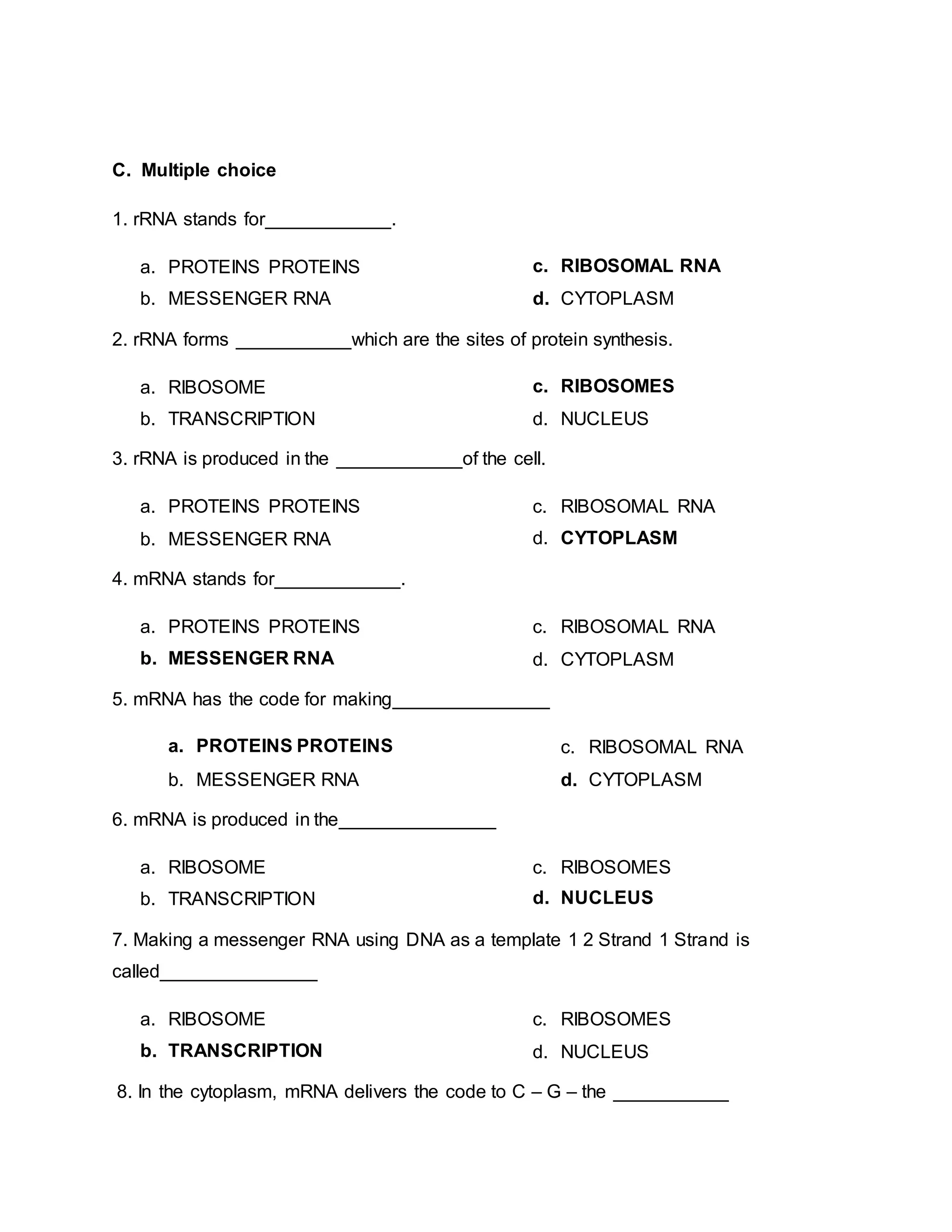 RNA worksheet | DOCX