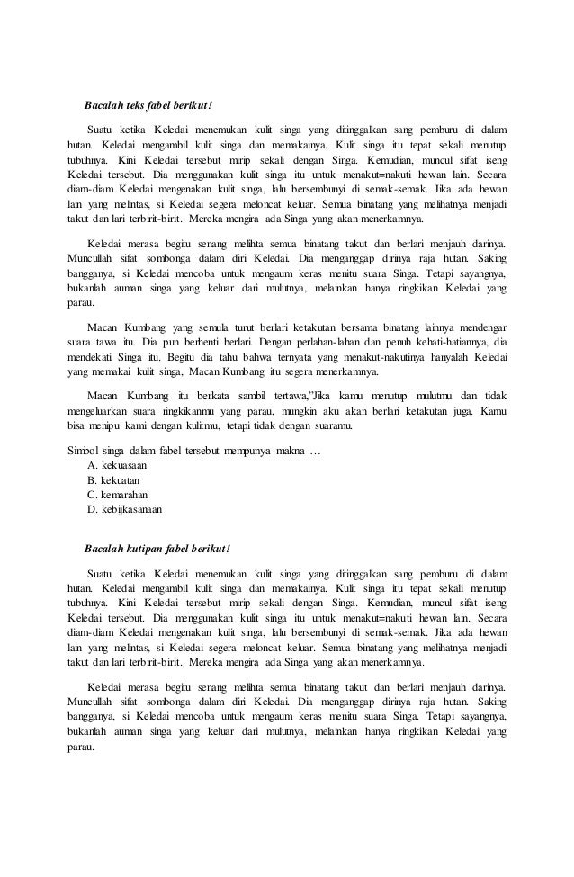 Contoh Soal Un Untuk Pemodelan Teks Cerita Moral Fabel Jejak Belajar