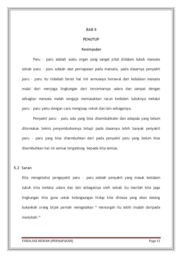 Makalah Pernapasan Pada Paru Paru