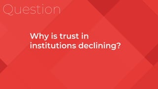Question
Why is trust in
institutions declining?
 