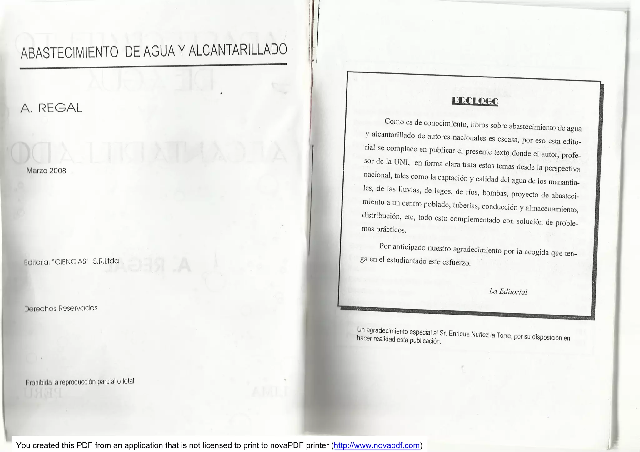 A. regal abastecimiento de agua y alcantarillado bookcivil-1 | PDF