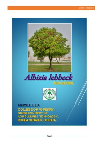 ALBIZIA LEBBECK
Page 1
INDIAN SIRIS
COLLEGEOF FORESTRY ,
ORISSA UNIVERSITY OF
AGRICULTURE& TECHNOLOGY ,
BHUBANESWAR, ODISHA
SUBMITTEDTO,
 
