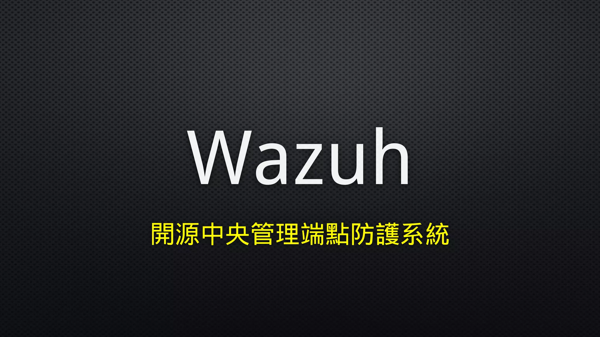 Wazuh
開源中央管理端點防護系統
 