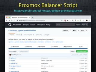 Proxmox Balancer Script
https://github.com/kcl-nmssys/python-proxmoxbalancer
 