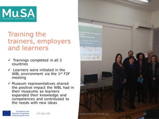 Training the
trainers, employers
and learners
 Trainings completed in all 3
countries
 Learners were initiated in the
WB...