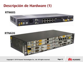 Copyright © 2010 Huawei Technologies Co., Ltd. All rights reserved. Page 12Page 12Page 12
RTN605
RTN620
Descripción de Hardware (1)
 