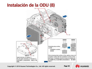 Copyright © 2010 Huawei Technologies Co., Ltd. All rights reserved. Page 50Page 50Page 50
Instalación de la ODU (8)
 
