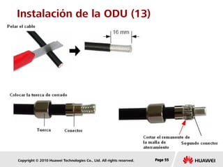 Copyright © 2010 Huawei Technologies Co., Ltd. All rights reserved. Page 55Page 55Page 55
Instalación de la ODU (13)
 