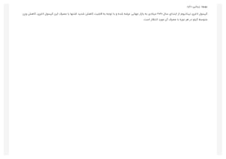 .‫دارد‬ ‫زﯾﺒﺎﯾﯽ‬ ‫ﺑﻬﺒﻮد‬
‫وزن‬ ‫ﮐﺎﻫﺶ‬ ،‫ﻻﻏﺮی‬ ‫ﮐﭙﺴﻮل‬ ‫اﯾﻦ‬ ‫ﻣﺼﺮف‬ ‫ﺑﺎ‬ ‫اﺷﺘﻬﺎ‬ ‫ﺷﺪﯾﺪ‬ ‫ﮐﺎﻫﺶ‬ ‫ﻗﺎﺑﻠﯿﺖ‬ ‫ﺑﻪ‬ ‫ﺗﻮﺟﻪ‬ ‫ﺑﺎ‬ ‫و‬ ‫ﺷﺪه‬ ‫ﻋﺮﺿﻪ‬ ‫ﺟﻬﺎﻧﯽ‬ ‫ﺑﺎزار‬ ‫ﺑﻪ‬ ‫ﻣﯿﻼدی‬ ۲۰۲۰ ‫ﺳﺎل‬ ‫اﺑﺘﺪای‬ ‫از‬ ‫ﺗﯿﺘﺎﻧﯿﻮم‬ ‫ﻻﻏﺮی‬ ‫ﮐﭙﺴﻮل‬
.‫اﺳﺖ‬ ‫اﻧﺘﻈﺎر‬ ‫ﻣﻮرد‬ ‫آن‬ ‫ﻣﺼﺮف‬ ‫ﺑﺎ‬ ‫دوره‬ ‫ﻫﺮ‬ ‫در‬ ‫ﮐﯿﻠﻮ‬ ‫ﻣﺘﻮﺳﻂ‬
 