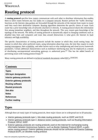 Routing protocol Wikipedia article | PDF