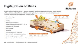 IoT Solutions for Smart Mining by A.N. Solutions | PPTX
