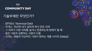 ӝࣿࠗۆ ੋޖо?
- যח۽ Technical Debt
- ѱח, ֙ী ղо әೞѱ ࢲ ݅ٚ ೖ
- Ӓ ೖо ܲ ೖܳ ֍Ѣա ߸҃ೞؘח ߑ೧о ؼ ٸ
- ࠽ܽ ࢎۈҗ ࢚ജೞח ࢎۈ ܴ
- ѱח, ઁಿҗ ࢚ੋ द ਗೞח ઁಿ ࢎ Deltaч