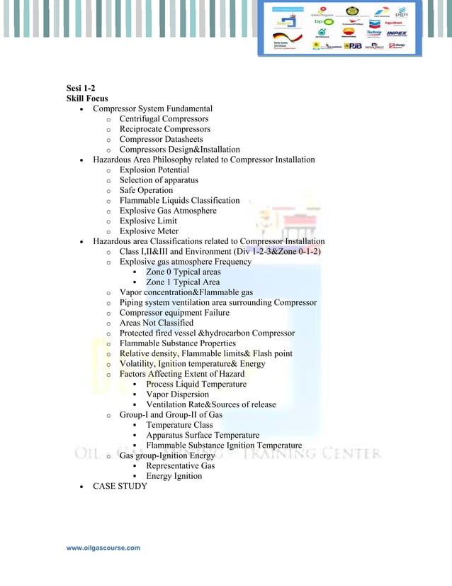 Compressors for Oil Gas Hazardous Areas Training PDF