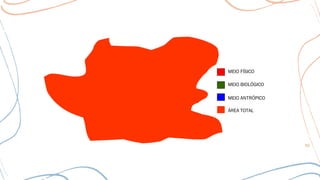 32
MEIO FÍSICO
MEIO BIOLÓGICO
MEIO ANTRÓPICO
ÁREA TOTAL
 