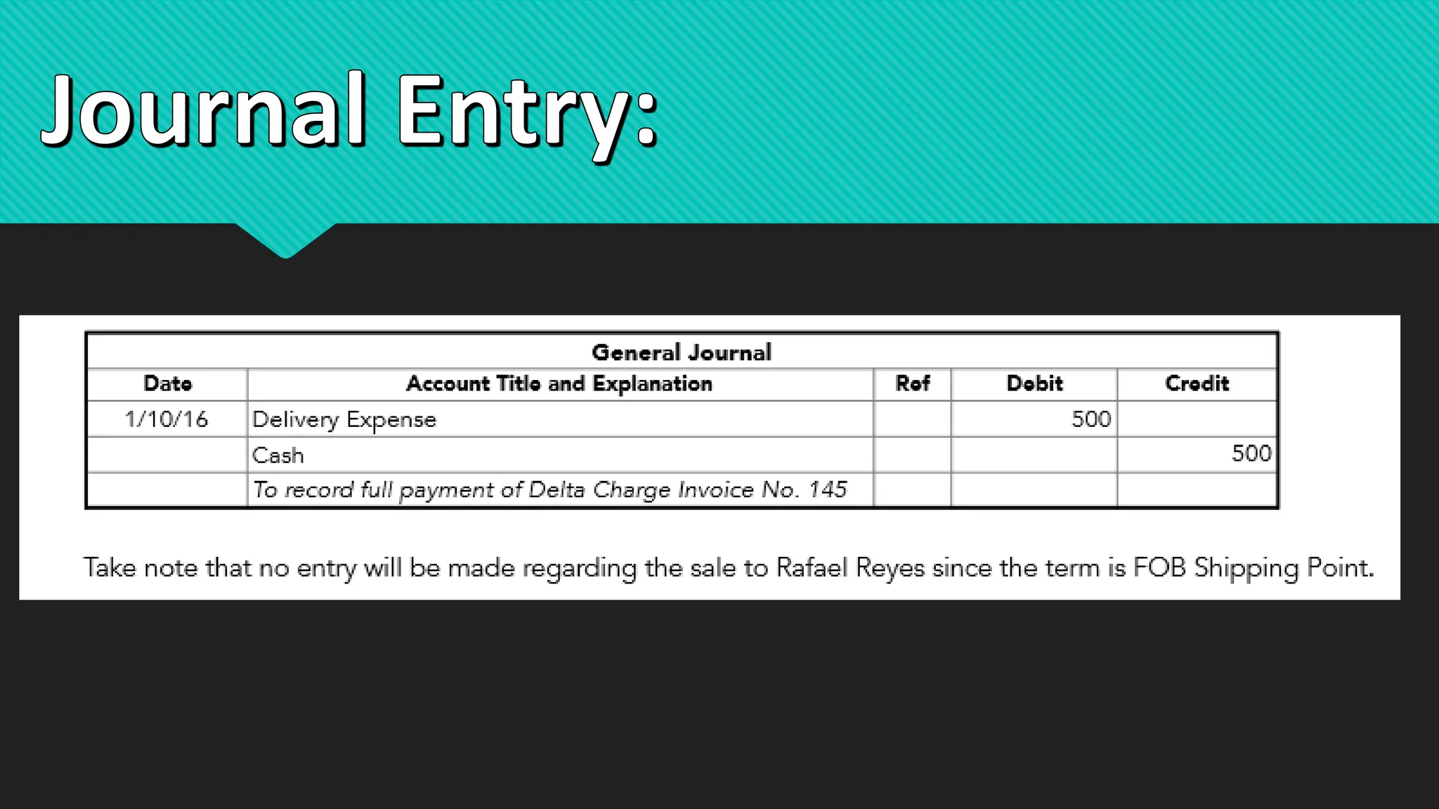Journal Entry:
 
