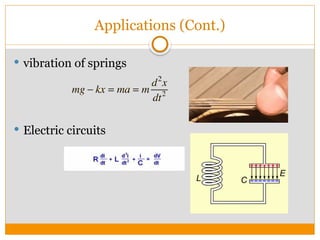 Applications (Cont.)
 vibration of springs
 Electric circuits
 
