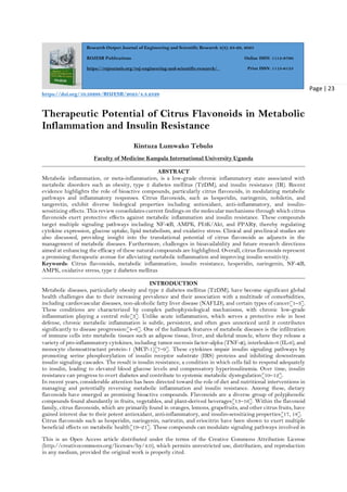 Therapeutic Potential of Citrus Flavonoids in Metabolic Inflammation ...