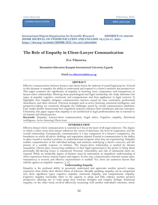 The Role of Empathy in Client-Lawyer Communication (www.kiu.ac.ug) | PDF