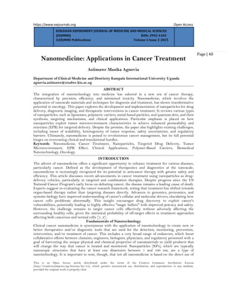 Nanomedicine: Applications in Cancer Treatment (www.kiu.ac.ug) | PDF