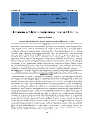 Engineering Climate Risks The Science of Climate Engineering: Risks and Benefits (www.kiu.ac.ug ...