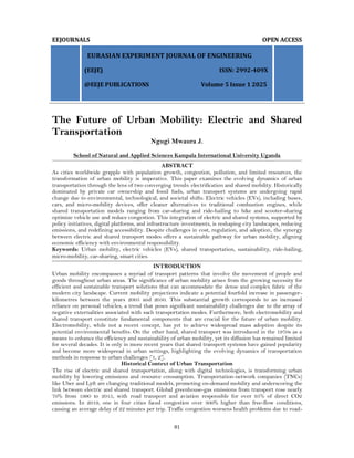The Future of Urban Mobility: Electric and Shared Transportation (www ...
