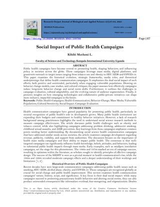 Social Impact of Public Health Campaigns (www.kiu.ac.ug) | PDF