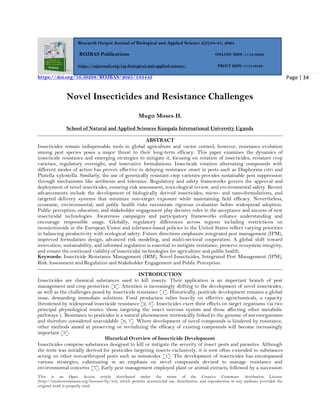 Novel Insecticides and Resistance Challenges (www.kiu.ac.ug) | PDF