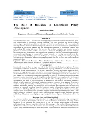 The Role of Research in Educational Policy Development (www.kiu.ac.ug ...