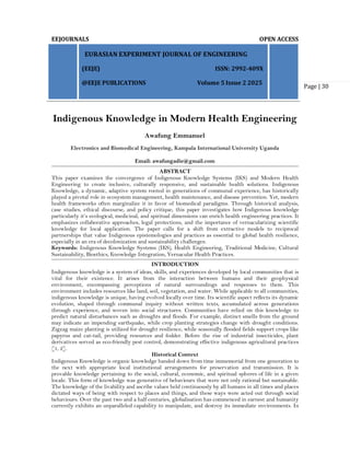 Indigenous Knowledge in Modern Health Engineering (www.kiu.ac.ug) | PDF