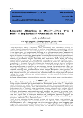 Epigenetic Alterations in Obesity-Driven Type 2 Diabetes: Implications ...
