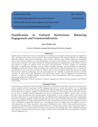 Gamification in Cultural Institutions: Balancing Engagement and ...