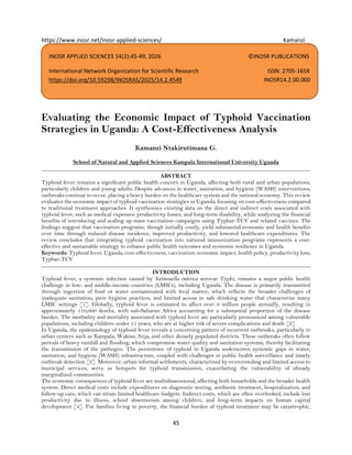 Evaluating the Economic Impact of Typhoid Vaccination Strategies in ...