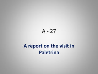 A - 27
A report on the visit in
Paletrina
 
