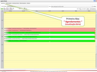 Primeira Aba:
“ Agendamentos “
(visualização diária)
 