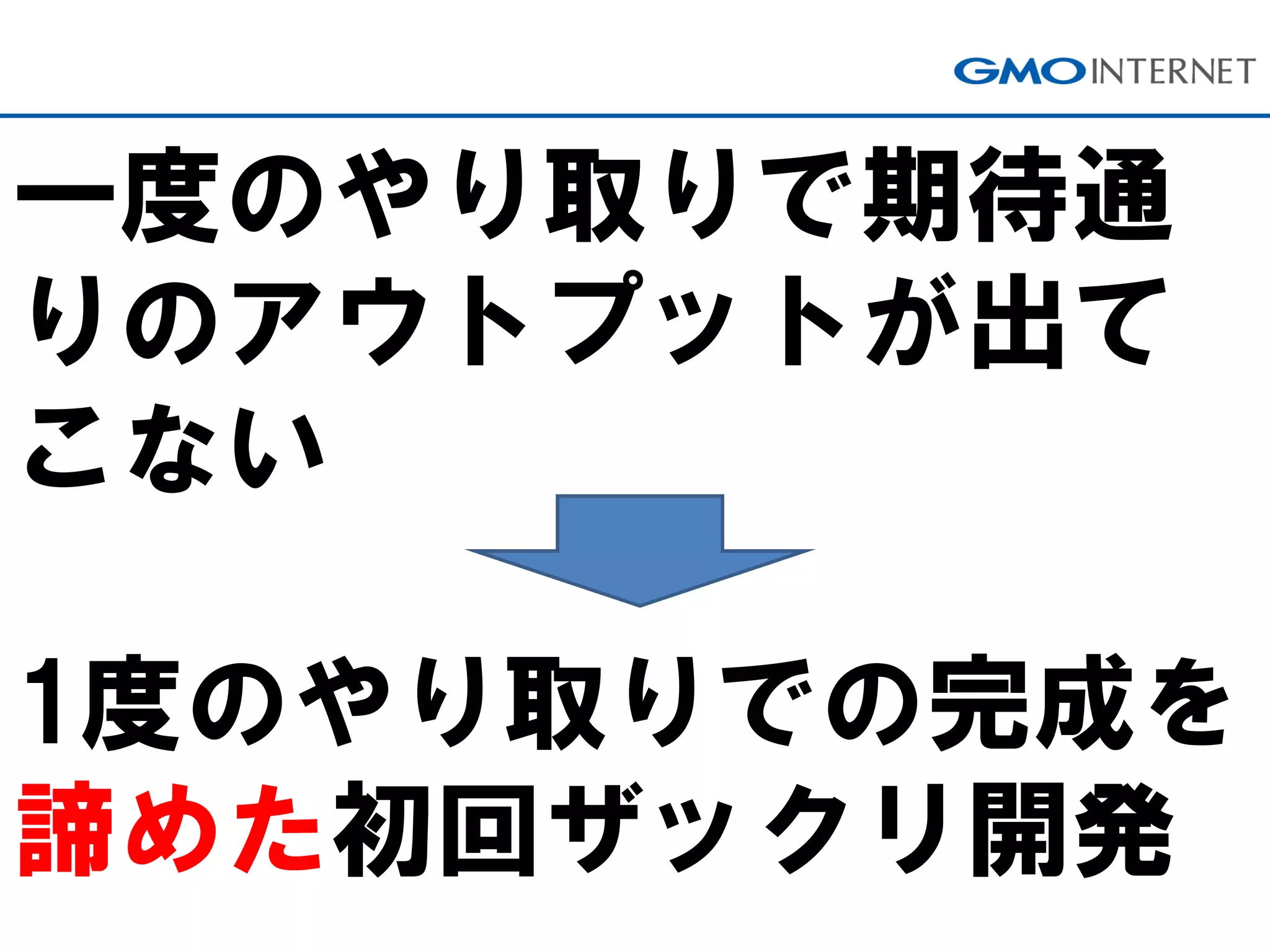 一度のやり取りで期待通
りのアウトプットが出て
こない
1度のやり取りでの完成を
諦めた初回ザックリ開発
 