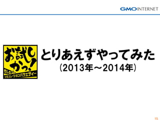 15
とりあえずやってみた
(2013年～2014年)
 