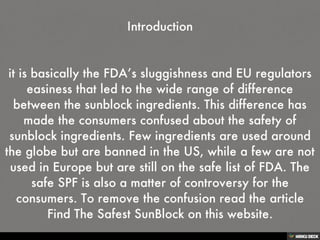 Why Did Sunblock Safety Controversy Surface? | PDF