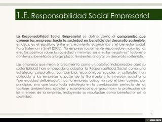1.F. Responsabilidad Social Empresarial