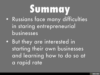 Entrepreneurship in Russia