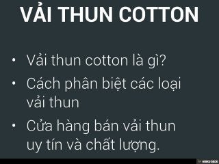 Vải Thun Cotton, vai thun cotton