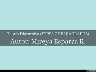 Teoría Discursiva (TYPES OF PARAGRAPHS)  Autor: Mireya Esparza R. 