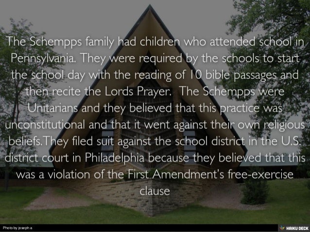 abington vs schempp School district of abington township pennsylvania et al, appellants 142 v edward lewis schempp et al on appeal from the united states district court for the eastern. abington vs schempp School district of abington township pennsylvania et al, appellants 142 v edward lewis schempp et al on appeal from the united states district court for the eastern.