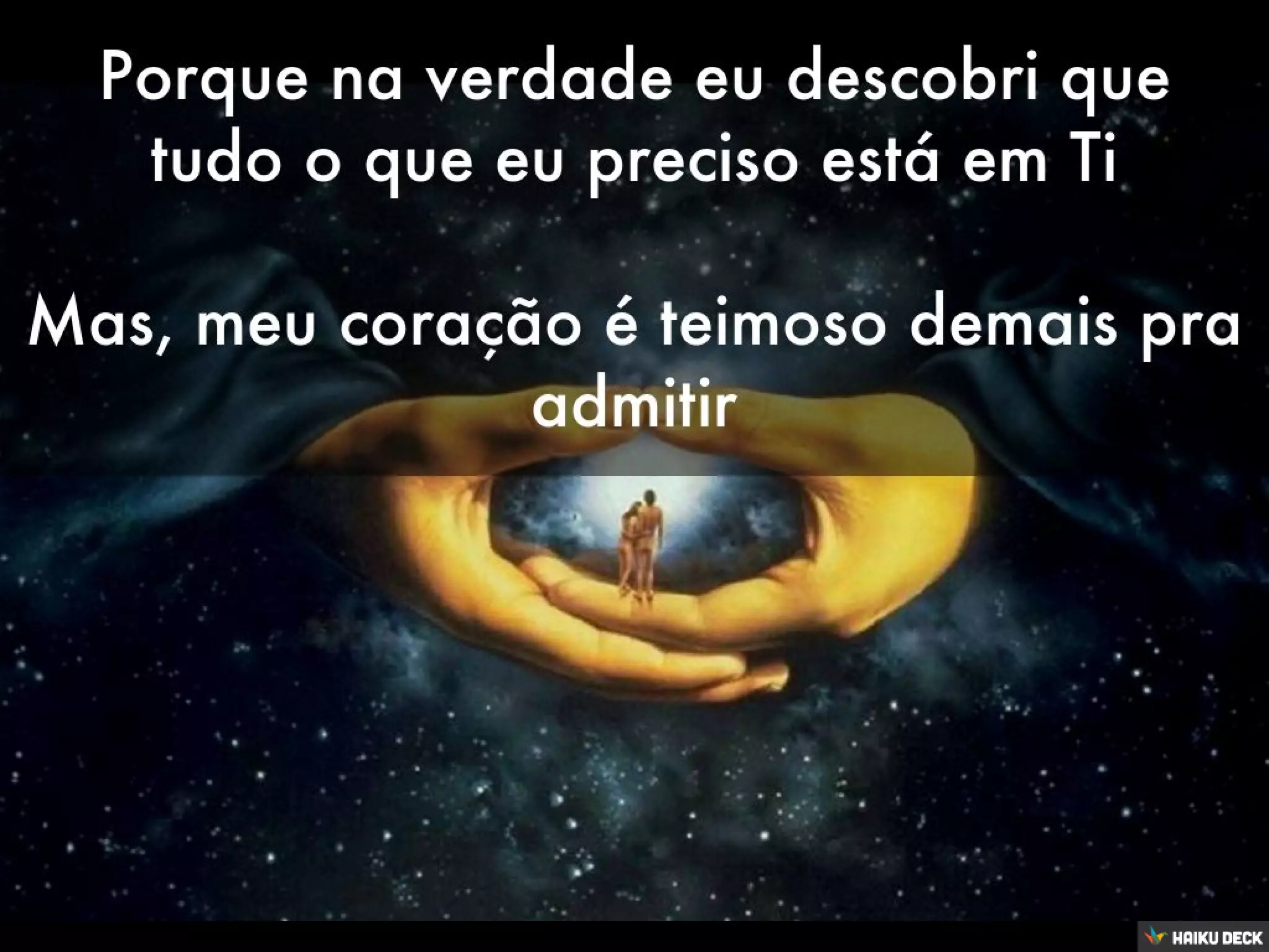 Aquieta minh'alma, faz meu coração ouvir Tua voz Me chama pra perto, só assim eu não me sinto só